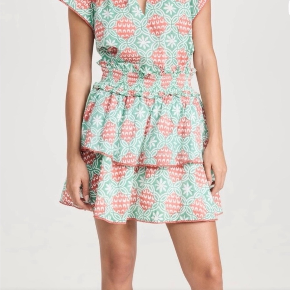 Patterned green , white and orange 2 piece set! Skirt and top!